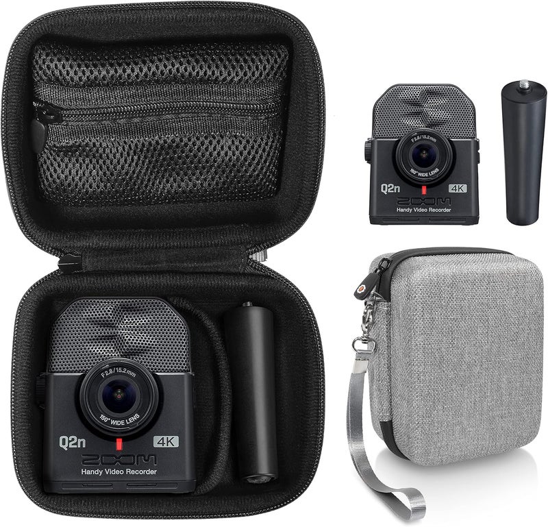 GETGEAR Case for Zoom Q2n-4K Handy Video Recorder and Zoom MA-2 Tripod, organizer for Q2n-4k/H2n recorder, tripod, cord, flash memory card and SSD, also fit for mini Trail Game Camera (Tweed) - Image 1